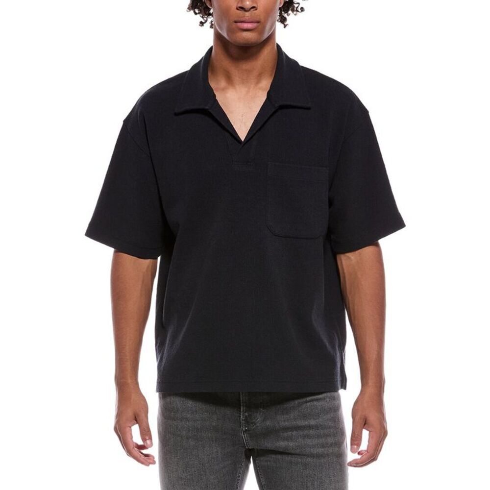 Frame Denim Mens Frame Textured Polo Shirt, Navy